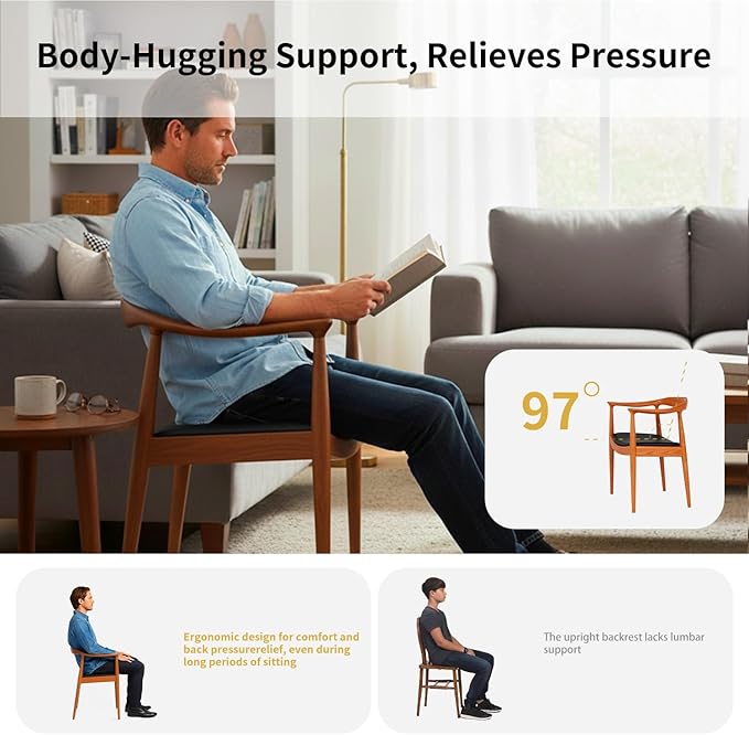 Tomile Upholstered Dining Chair Kennedy Armchair, Mid Century Modern Kitchen & Dining Chairs with PU Leather Cushion Seat, Hans Wegner Elbow Chair for Living Room Bedroom Office (Chestnut Color)