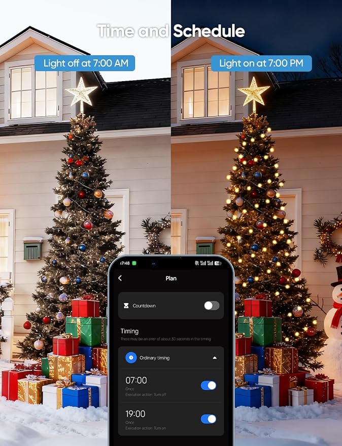 APPECK Christmas String Lights,66 FT 200 LED Outdoor String Lights, 111 Scene Modes Smart RGBW Color Changing Fairy Lights with App Controlled, Decoration String Light for Indoor, Outdoor Tree Decor