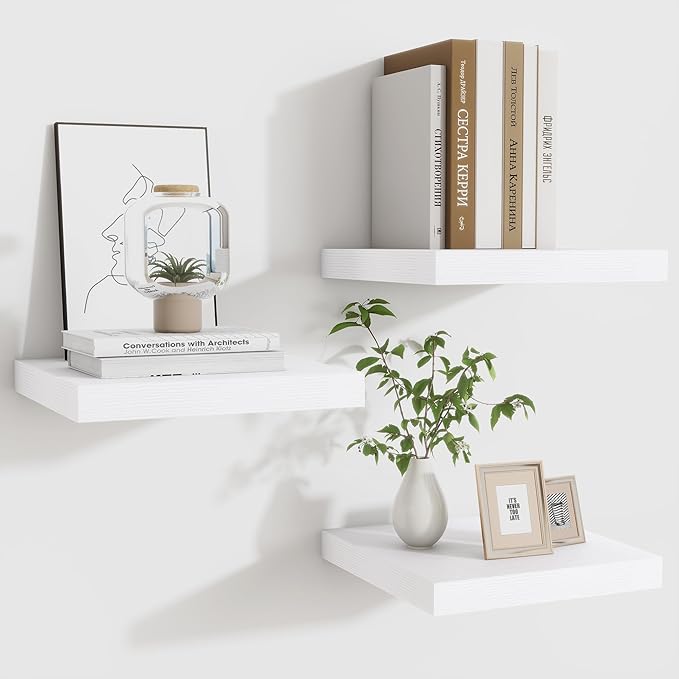Fun Memories Floating Shelves for Wall - 9.3 Inch Square Shelves with Invisible Brackets, Small Wall Shelf for Living Room, Bathroom, Bedroom, and Kitchen Decor，Set of 3