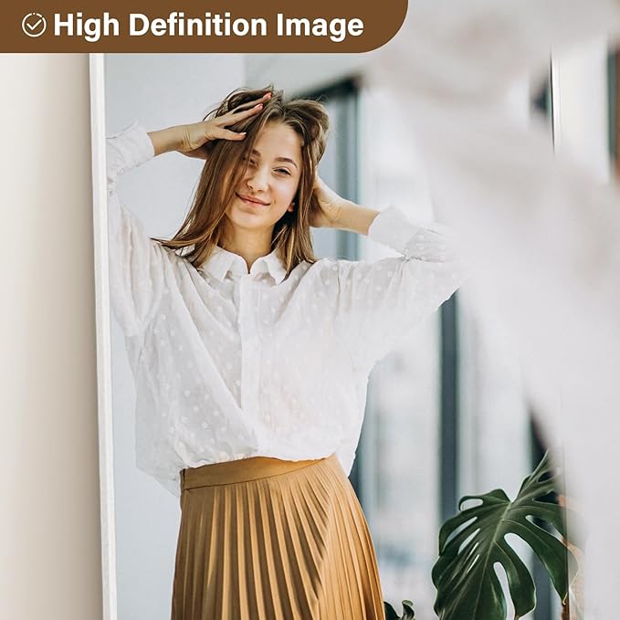 56"x21" Floor Full Length Mirror Standing Full Body Rounded Corner Rectangle Mirrors with Stand Hanging Wall Mounted Leaning Bedroom Living Room Bedroom Cloakroom