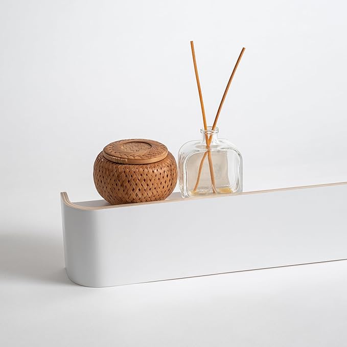 Kazai. Wall-Mounted Coat Rack 'Toke' - Modern Design Coat Rack with Hidden Wall Hooks - Solid Wood Veneer Panel Coat Hanger - White