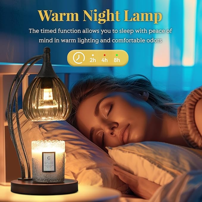 Candle Warmer Lamp with Timer Dimmer - Electric Light Wax Warmer for Jar Candles - Lamp with 2 Bulbs, Unique Birthday Gifts for Women Mom House Warming Gifts New Home Decor