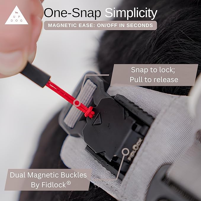 Strong & Secure Magnetic Dog Harness with Easy Lock Buckle - Comfortable No-Pull Vest for Small, Medium & Large Dog Breeds (Medium)