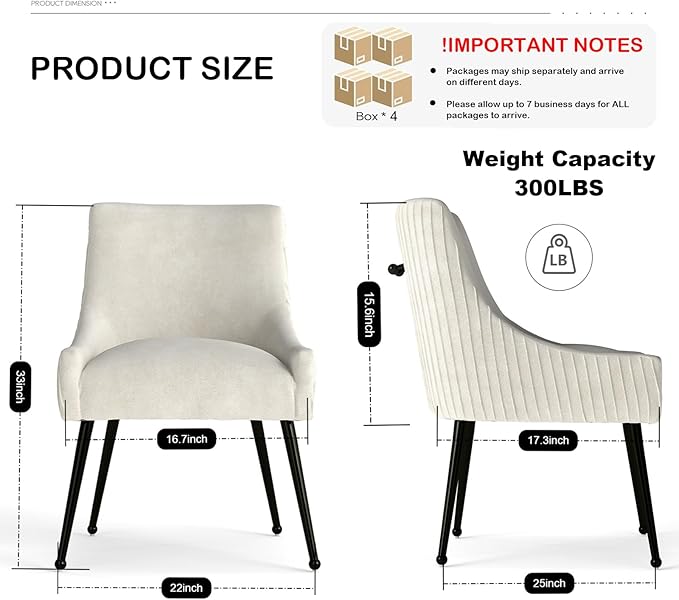 Velvet Dining Chairs Set of 8,Beige Upholstered Living Room Chairs with Black Metal Legs, Modern Tufted Accent Chairs for Living Room, Study Room, Kitchen