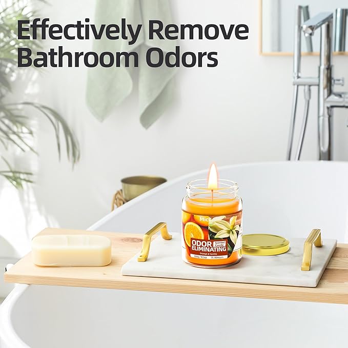 Orange & Vanilla Odor Eliminating Candles for Home Scented, Eliminates 99% of Pet, Smoke, Food and Other Smells Quickly, Highly Scented Candle, Premium Soy Candles Set for Women