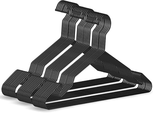 Black Aluminum Hangers, 16.5 Inch Smooth and Durable Metal Shirt Dress Hanger, Lightweight and Sturdy Metal Hanger for Suit Jackets and Casual Pants (30 Pack)