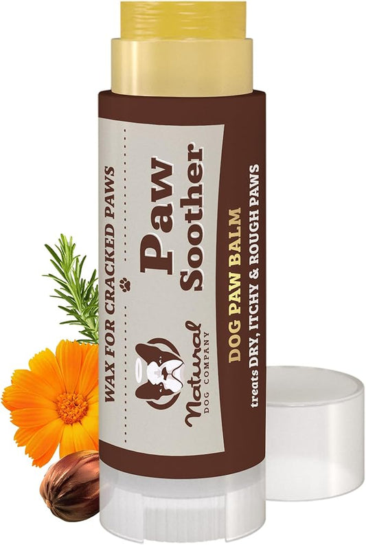 Natural Dog Company Paw Soother Travel Stick 0.15 oz – Pocket-Size Balm with Coconut & Hempseed Oils, Calendula & Vitamin E – Soothes Dry, Cracked Paw Pads – Lick-Safe, Vegan