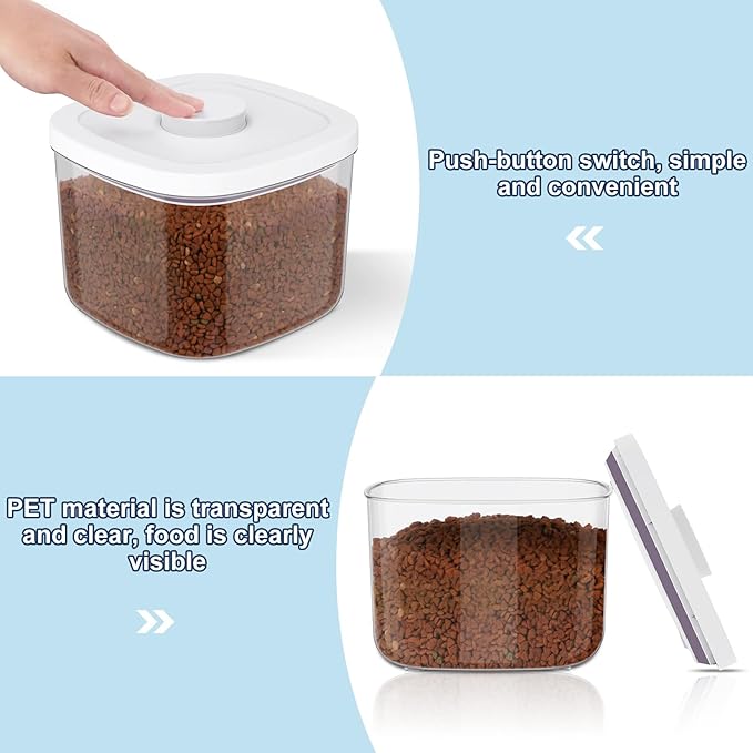 5-8 Lbs/5.28Qt Airtight Dog Cat Food Storage Container and Pet Storage Bin BPA-Free, PET Clear Stackable Dog Treat Containers Measuring Scoop Suitable for Dogs Food, Cats Food and Other Dry-Medium 5L