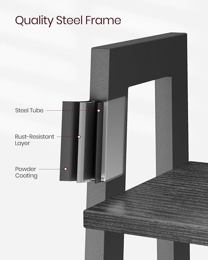 VASAGLE Ladder Shelf, 5-Tier Bookshelf, Storage Rack, Bookcase with Steel Frame, for Living Room, Home Office, Kitchen, Bedroom, Industrial Style, Ebony Black and Ink Black ULLS045B56