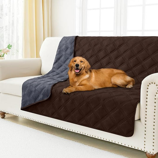 Smiry Waterproof Dog Bed Cover Blanket 52x82, Soft Reversible Pet Blanket, Washable Leakproof Cats Dogs Couch Cover for Sofa, Couch, Furniture, Chocolate/Dark Grey