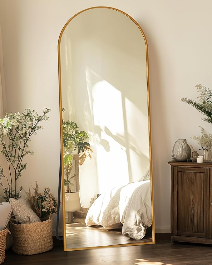 Floor Mirror, 68"×26" Full Length Mirror with Stand for Bedroom Living Room, Gold