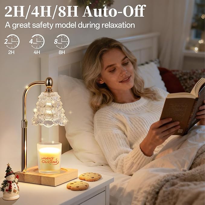 Candle Warmer Lamp with Timer Dimmer Adjustable Height, Candle Warmer with 2 Bulbs for Jar Candles, Home Decor, Birthday Gifts for Women
