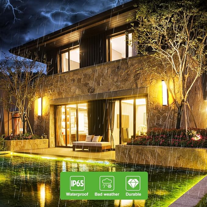 Sytmhoe 10%-100% Dimming Exterior Wall Lights,23.6in Dimmable LED Modern Patio Wall Light Fixture, Black Aluminum&Dual PC Wall Sconce Suitable for Garage Bathroom Room Courtyard House(3000K)