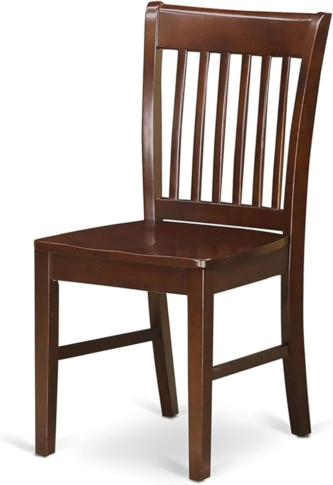 East West Furniture NFC-MAH-W Norfolk Dining Room Chairs - Slat Back Solid Wood Seat Chairs, Set of 2, Mahogany