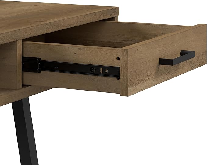 Bush Furniture Steele 54W Writing Desk with Storage in Reclaimed Pine | Large Wooden Computer Table for Home Office Workspace