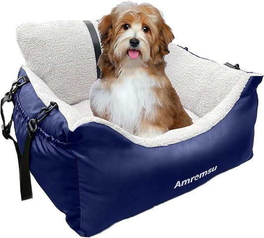 Dogs Car Seat for Small Dog,Fully Detachable and Washable Ultra Soft Cars Travel Bed,with Clip-on,Two Portable Handle and Storage Pockets Puppy Dog Booster Seats Under 25,Small Cat Car Seat