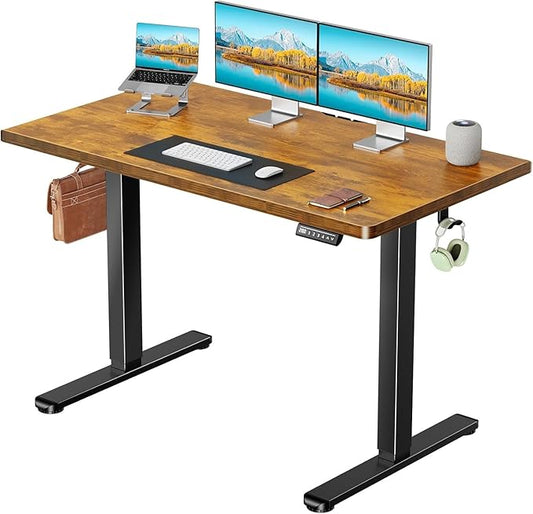 Marsail Electric Standing Desk with One-Piece Desktop,55 x 30 inch Height Adjustable Office Gaming Computer Desk with Deeper Tabletop, Home Office Stand up Desk with 4 Memory Presets, 2 Packages