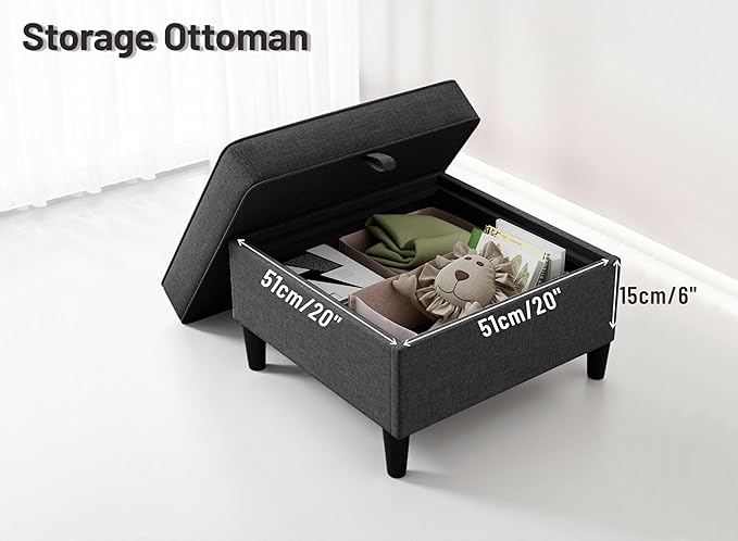 Sectional Sofas Couches for Living Room Convertible 3 Seater L Shaped Couch with Removable Storage Ottoman 78" Dark Grey Modern Linen Sofa for Apartments Studios Dorms Small Spaces