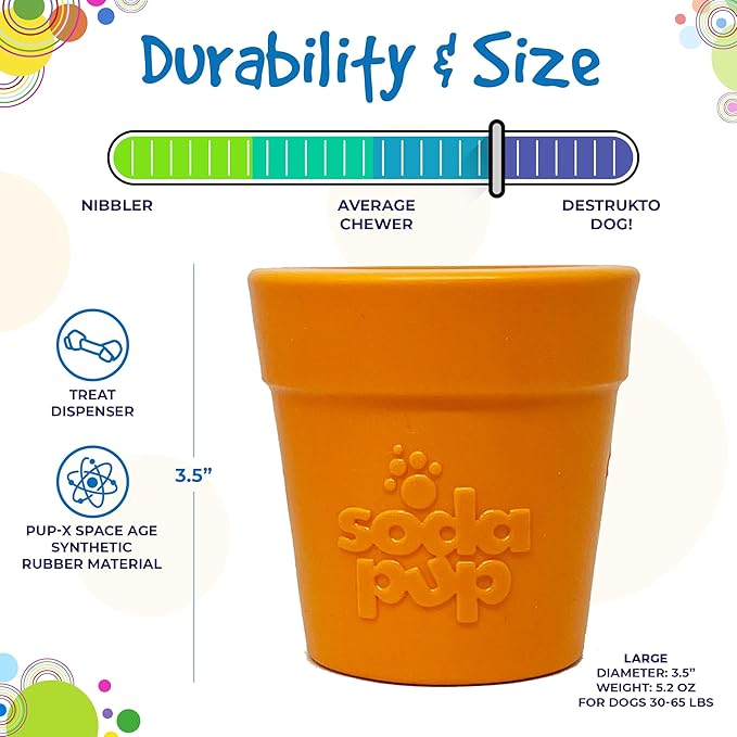 SodaPup Flower Pot – Durable Dog Treat Dispenser & Chew Toy Made in USA from Non-Toxic, Pet Safe, Food Safe Rubber Material for Mental Stimulation, Problem Chewing, Calming Nerves, & More