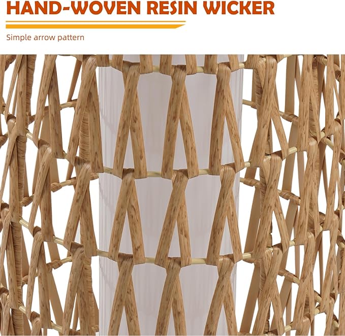 Solar Yard Outdoor Solar Lamp Woven Wicker Boho Lantern Floor Lamp, Decoration for Garden, Deck, Yard, Pathway, Oslo