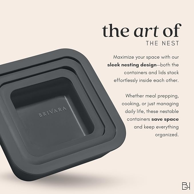 Ceramic Coated Glass Food Storage Container | No PTFE, PFOA, PFAS, and BPA | Reusable Non Toxic Meal Prep Container with Glass Lid | Easy To Store | 8 Cup Square [Onyx]