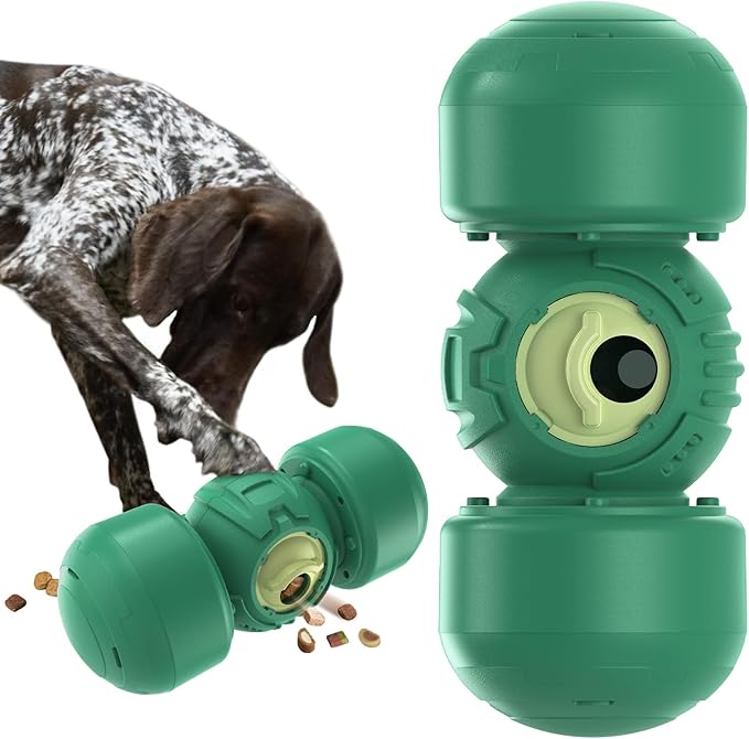 KADTC Extra-Large Dog Treat Dispenser Toy Rolling Giggling Indestructible Durable Bone Puzzle Feeder Toys Adjustable Food Dispensing Speed for Medium/Large/Extra-Large Dogs Aggressive Chewers