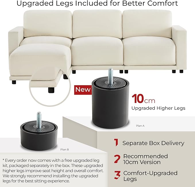 CHITA 116" Sectional Couches for Living Room, Modular Sectional Sofa with Chaise, Comfortable 8-Layer Cushion Structure Design, 4 Seat L Shaped Couch, Chenille in Cream