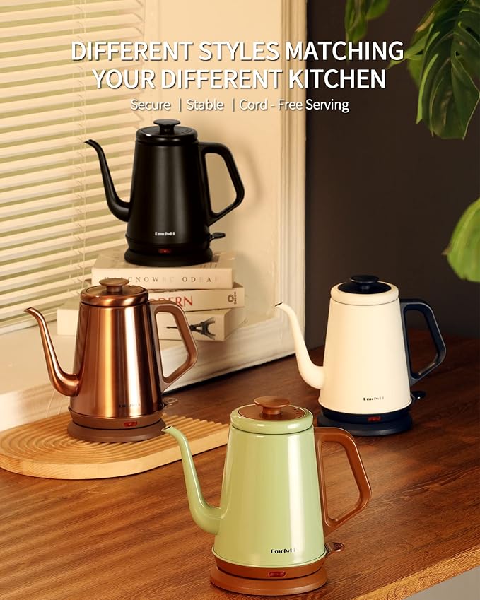 DmofwHi Gooseneck Electric Kettle(1.0L),1000W Electric Tea Kettle of 304 Stainless Steel,Auto Shut off,Water Kettle for Coffee and Tea -Matte Black