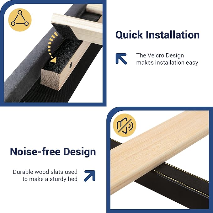 Allewie Velvet Vertical Tufted King Size Upholstered Platform Bed Frame with 2-Tier LED Storage Headboard & 2 Storage Drawers, USB & Type-C Charging Ports, Noise-Free/No Box Spring Needed, Grey