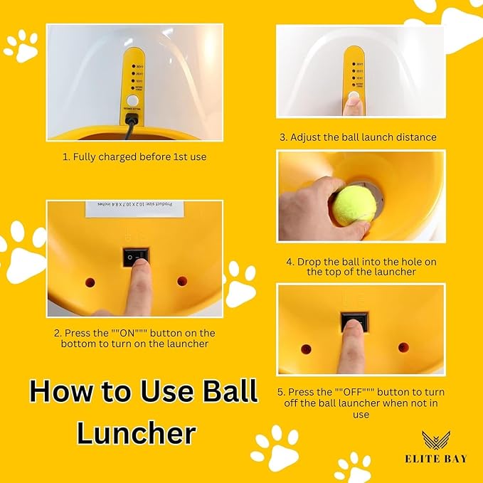 Automatic Dog Ball Thrower – Interactive Pet Toy with USB Charging | Includes 6 Soft 2-Inch Balls | Hands-Free Fetch Launcher for Small & Medium Dogs | Durable ABS Build | Orange Dog Toy