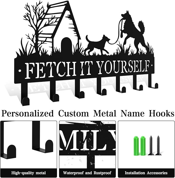 Custom Metal Key Rack Hooks, Personalized Key Holder for Wall, Dog, Dog House Theme Wall Decoration Key Hooks, Key Hanger Organizer for Living Room, Entryway, Pet House, Bedroom Decor