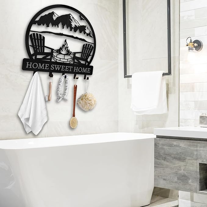 Personalized Metal Key Holder - Custom Wall Mount with Mountain Design - Camping Key Hooks for Wall Organizer - Key Rack Decoration for Entryway