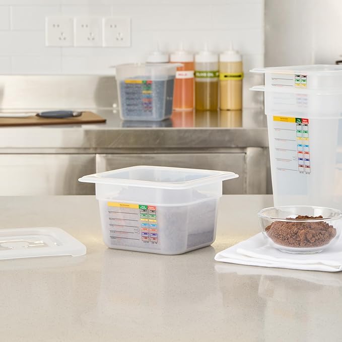 Restaurantware Food Pans Pack of 10 Plastic Square Food Containers 1/6 Size with Traceability Label, Storage Containers Dishwashable Hot Cold Friendly for Restaurants Buffet Commercial Use