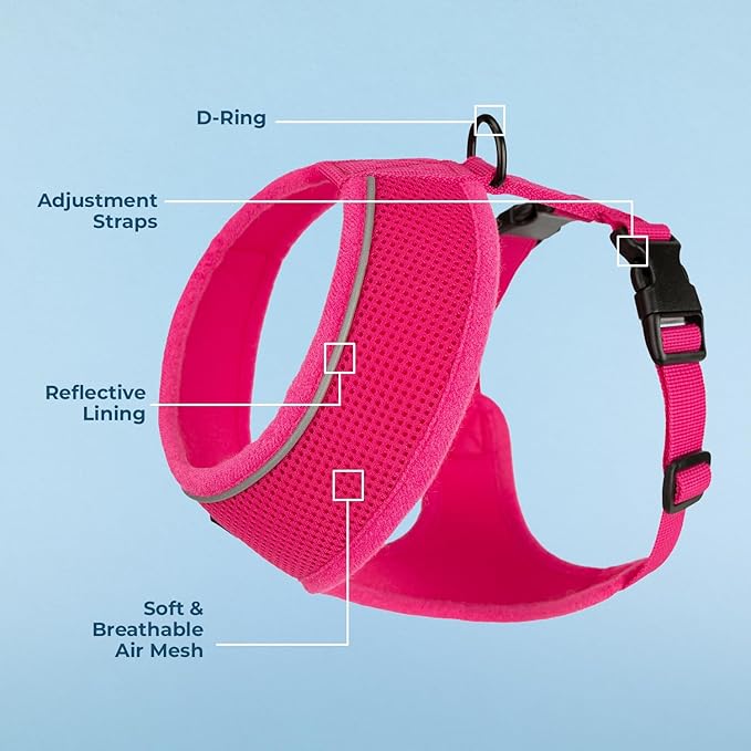Best Pet Supplies Voyager Aerolite No Pull Mesh Dog Harness, Reflective Stitching, Breathable Harness, Adjustable for Walking, Training, Running, Heavy Duty and Durable, Fuchsia, XS