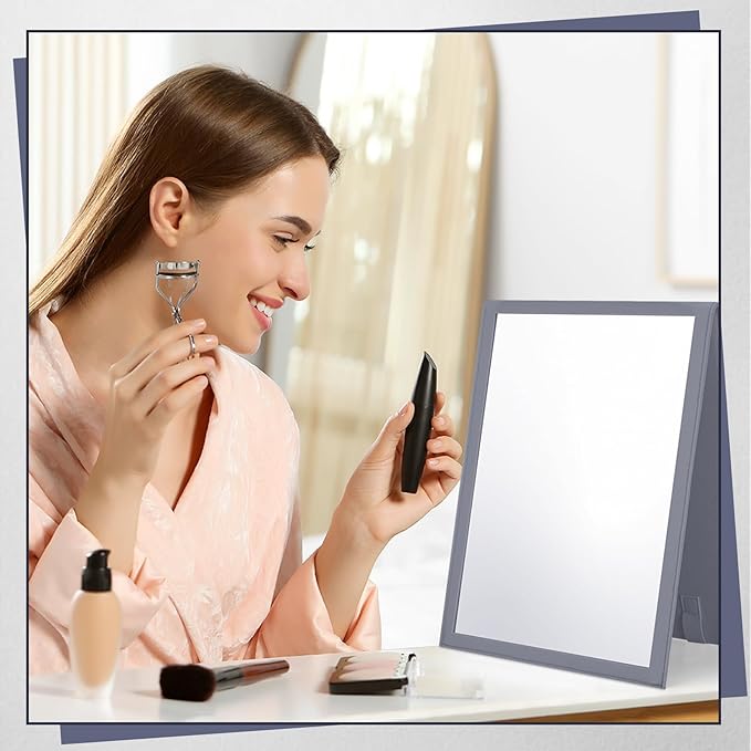 Foldable Portable Full Length Mirror for Dorm Dance Backstage Camping Travel Hanging Folding Makeup Body Mirror for Dancers Artists Home Aestheticians Spa(Grey,33.5" X 13.4")