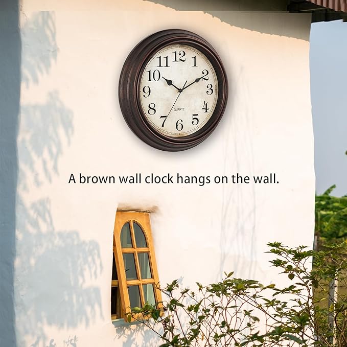 HYLANDA Wall Clock, 12 Inch Silent Non Ticking Battery Operated Clocks, Decorative for Living Room, Bedrooms, Kitchen (Bronze)