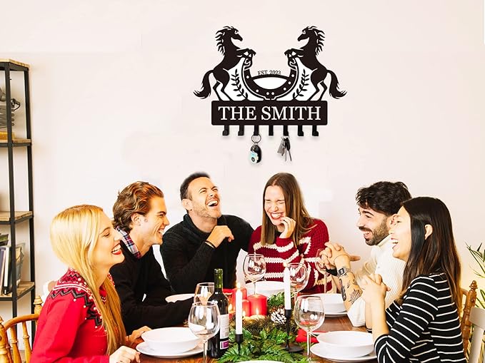 Personalized Key Holder Decorative,Personalized Name Key Rack,Horse Key Holder for Wall, Wall Mounted Key Hooks