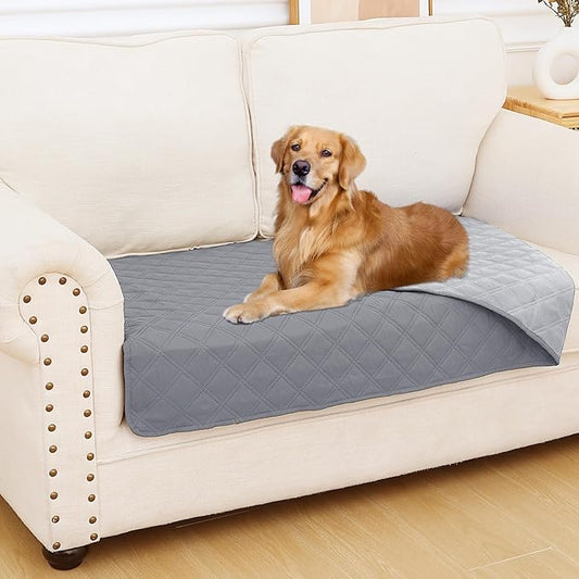 Smiry Waterproof Dog Blanket, Reversible Dog Bed Cover Pet Blanket, Soft Pet Couch Covers for Sofa Washable, Bed Couch Sofa Furniture Protector for Puppy Cat Kids (30"x53", Grey/Light Grey)