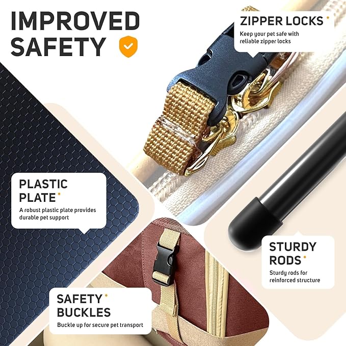 Large Cat Carrier Soft Dog Carrier for Small Dogs Pet Bag Carriers for Cat Dog Travel Bag Large Small Dog Puppy Kitten Rabbit Bunny Airline Approved for Traveling (L Brown)