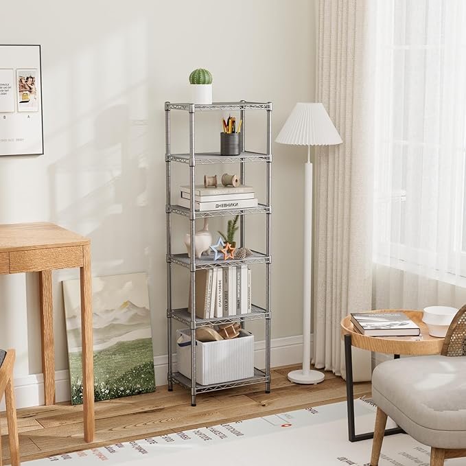 Small 5 tire Shelves Storage Wire Shelving Unit Metal Shelf Adjustable Organizers Storage Shelving for Bathroom Laundry Room Kitchen Pantry10”D x 16”W x 60.2”H Silver