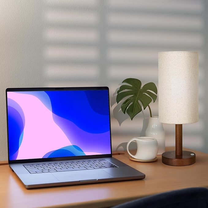 Cordless Table Lamp, 3 Color Dimming Portable Battery Lamp, Touch Control Wood Base Small Bedside Lamps for Night Stands, Living Room, Office(LED Bulb Included) (Cordless Wood Base)