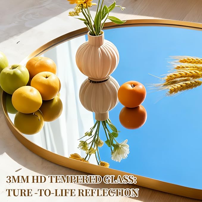 Oval Full Length Mirror, 65"×22" Wall-Mounted Floor Mirror with Metal Frame, Ultra-Clear Explosion-Proof Dressing Mirror, Simple and Classic Deco for Cloakroom/Bedroom/Living Room, Gold