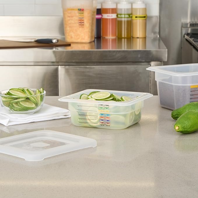 Restaurantware Food Pans Pack of 10 Plastic Square Food Containers 1/6 Size with Traceability Label, Storage Containers Dishwashable Hot Cold Friendly for Restaurants Buffet Commercial Use