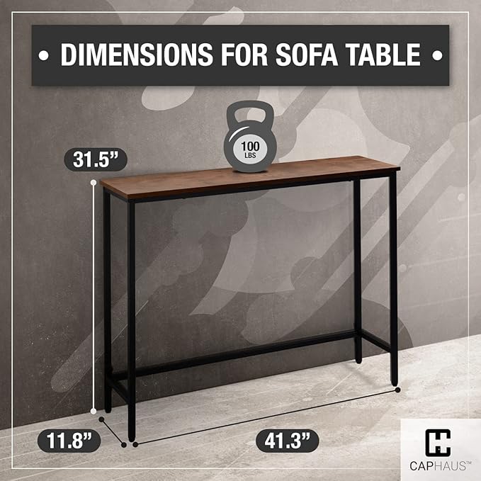 CAPHAUS 41” Classic Console Table for Entryway, Modern Sofa Tableau for Living Room, Industrial Console Mesa, Snack Entrance Accent Behind Couch Plant Table for Hallway, Rustic Oak