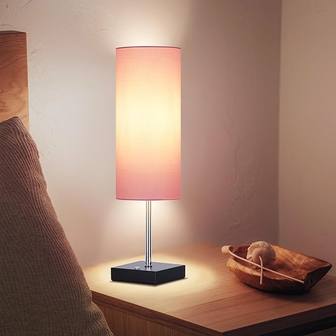 AVV Cordless Table Lamp, 5000mAh Battery Operated Lamp for Night Stand, 3 Modes Battery Powered Wireless Table Lamp, Touch Control Rechargeable Lamp for Bedroom, Living Room, 18 Inch Pink