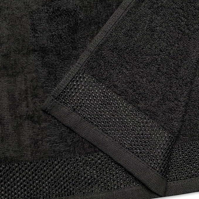 Kaufman - Personalized Velour Beach and Pool Towel 100% Cotton 30in X 60in Solid Color Bath Towel Embroidered (Black)