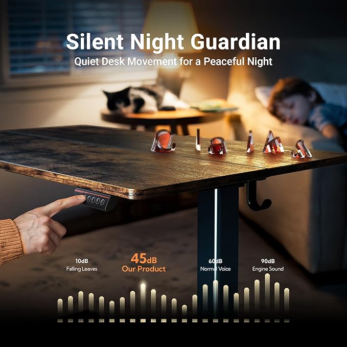 Claiks Electric Standing Desk, Adjustable Height Stand up Desk, 40x24 Inches Sit Stand Home Office Desk with Splice Board, Black Frame/Rustic Brown Top