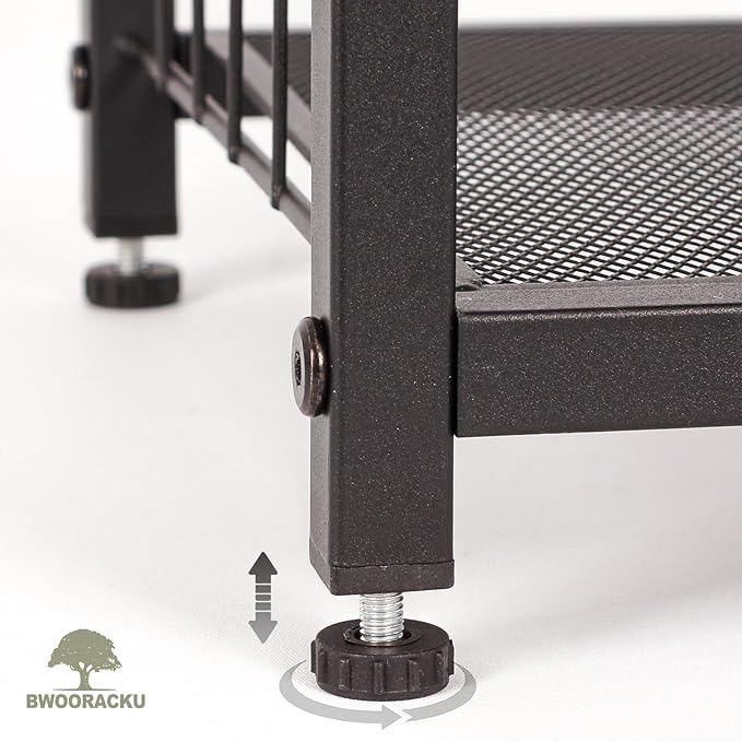 Shoe Rack, 3-Tier Shoe Organizer with Guardrails, Heavy-Duty Metal Mesh Shelves & Rustic Wooden Top for Stylish Closet & Front Door Storage