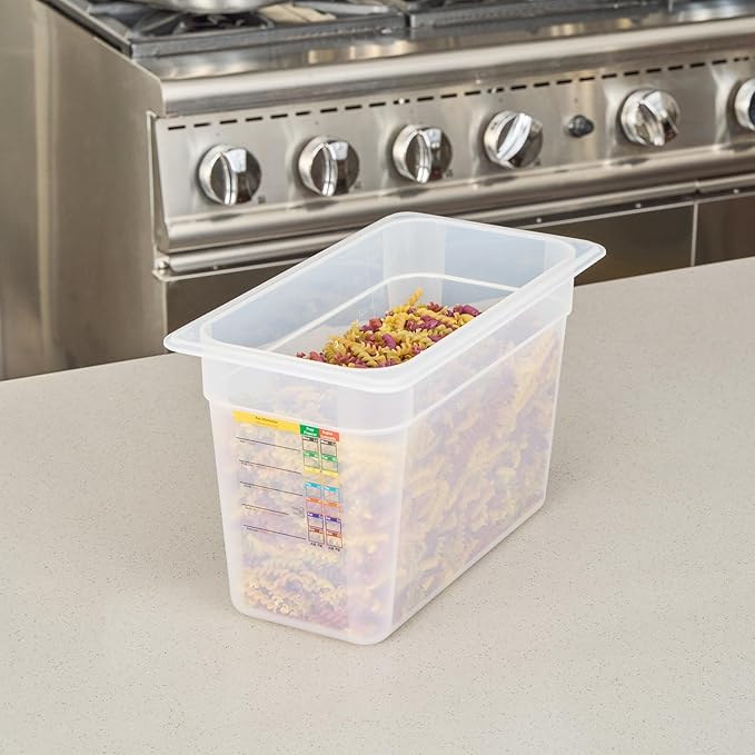 Restaurantware Food Pans Pack of 10 Plastic Rectangle Food Containers 1/3 Size with Traceability Label, Storage Containers Dishwashable Hot Cold Friendly for Restaurants Buffet Commercial Use