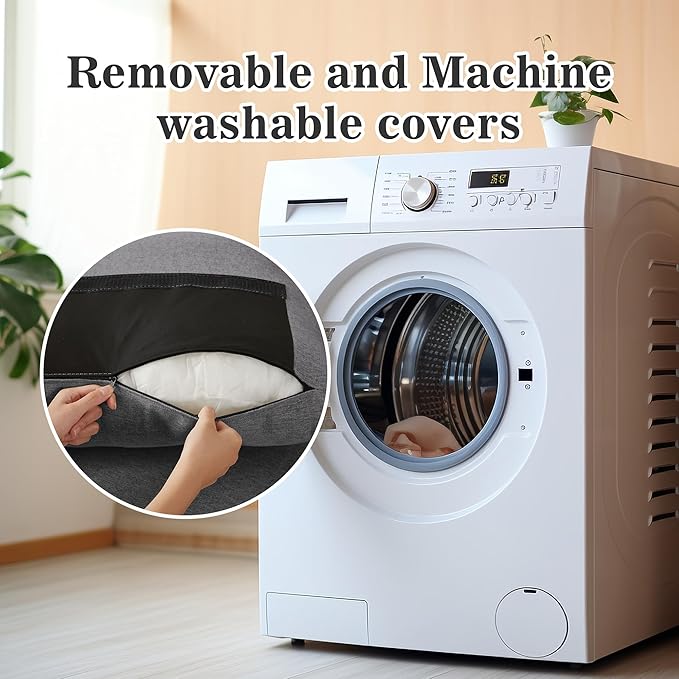 101" Convertible Sectional Sofa with Ottoman Coffee Table, Modern Linen Fabric U-Shaped Couch with Storage Pocket, 4 Seat Sofa Couches for Living Room, Apartment, Office, LightGrey